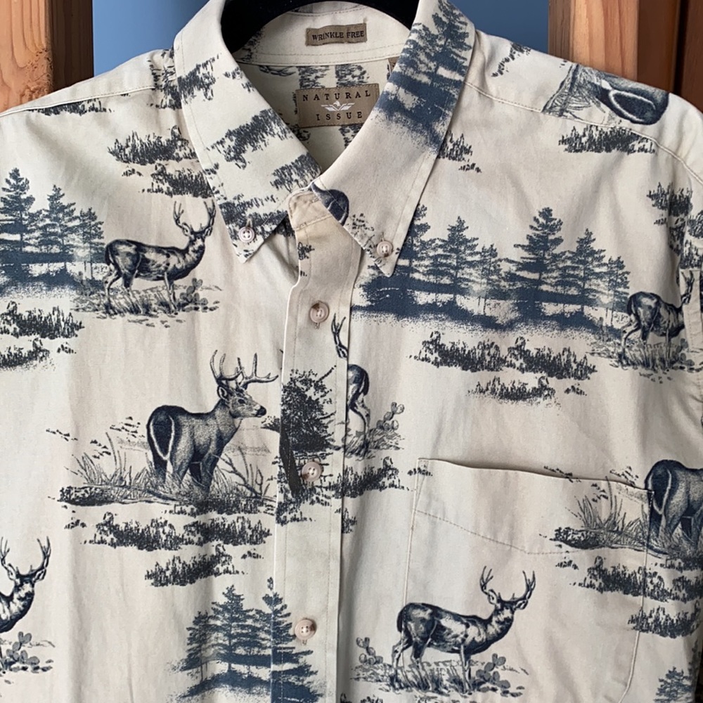 Vintage Nature Patterned Button Down Long-Sleeve - image 2